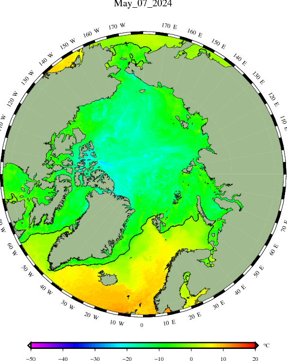 Temperatura de la superficie del mar del Hemisferio Norte