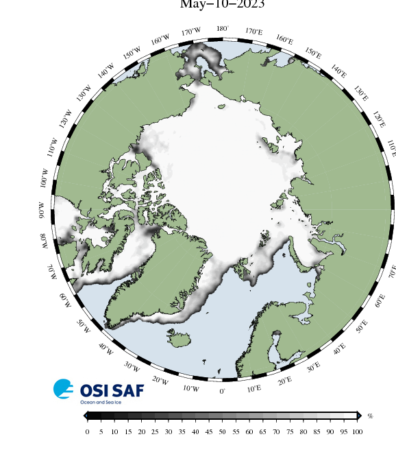 Map of Ice concentration for the Arctic Ocean
